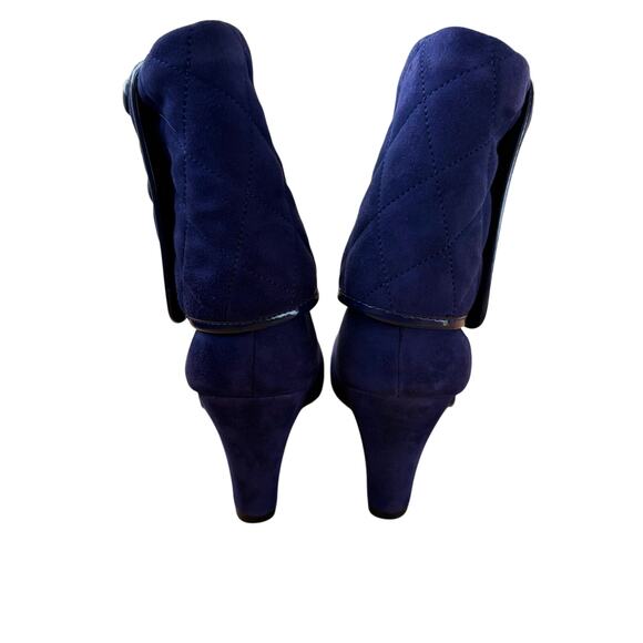 Aerosoles Blue Leather Quilted Alpha Ray Ankle Boots Sz 8.5 Witchy Goth Comfort - Picture 6 of 11